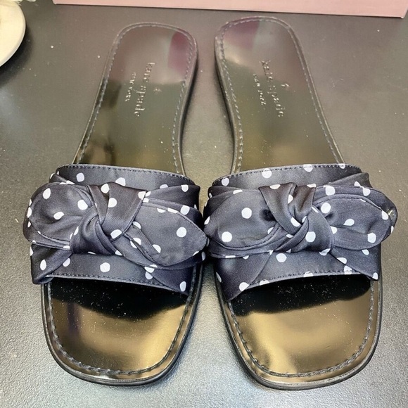 kate spade Shoes - Kate Spade New York Bikini Bow Slide Sandals Polka Dots